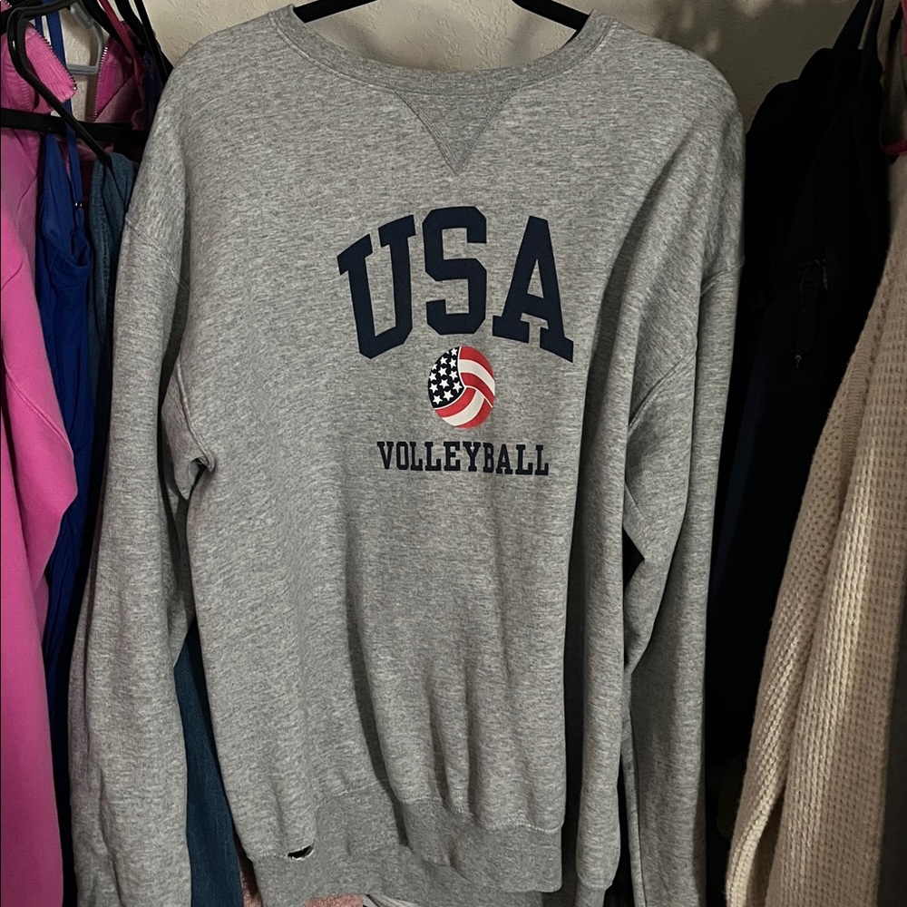 USA Volleyball Crewneck Sweater - Gray